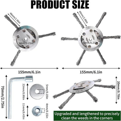 6 Inch Steel Wire Brush Cutter Trimmer Head for Lawn Mower & Garden Grass Removal