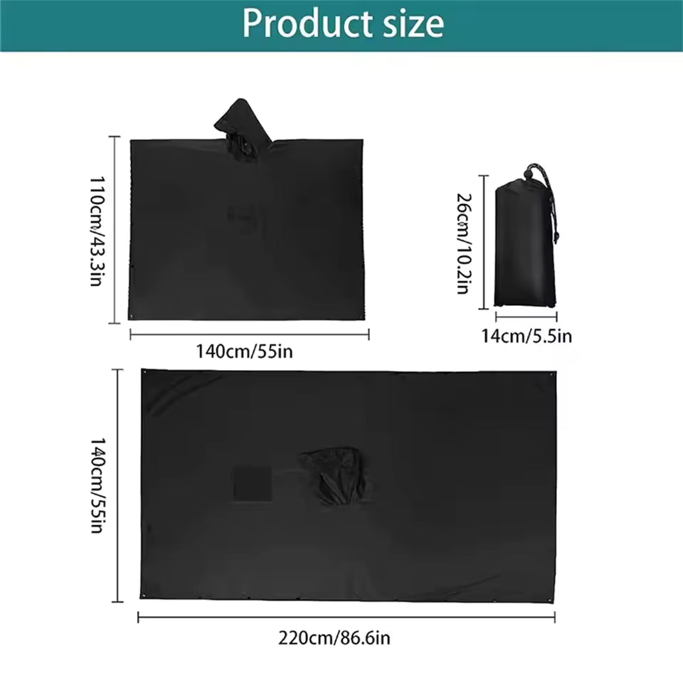 3-in-1 Outdoor Military Rain Poncho – Waterproof Hooded Raincoat & Tent