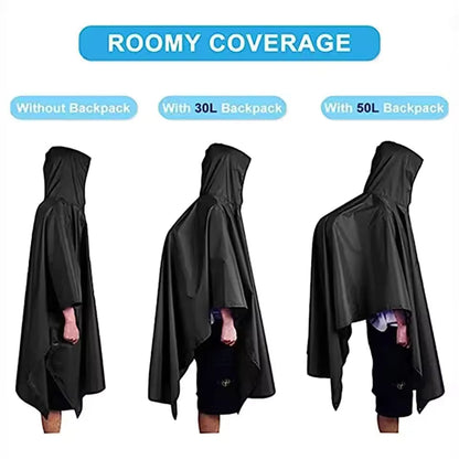 3-in-1 Outdoor Military Rain Poncho – Waterproof Hooded Raincoat & Tent