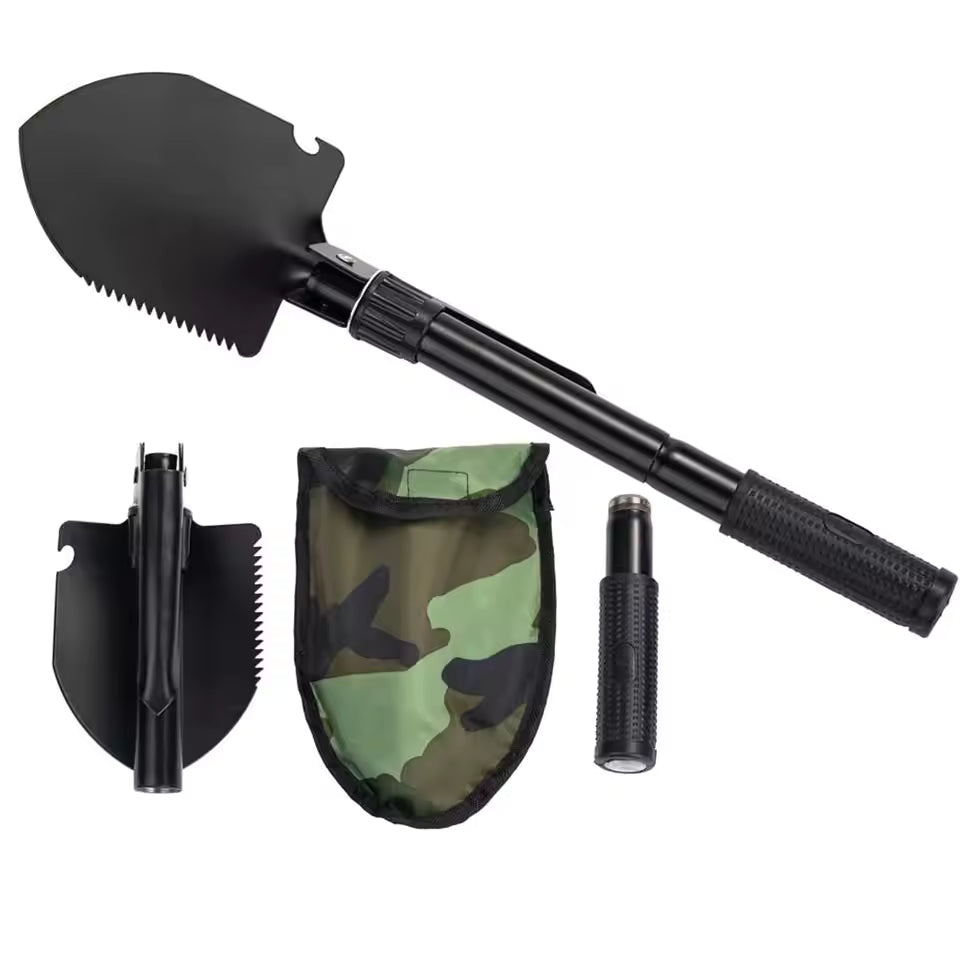 Folding Camping Shovel – Military Survival Tool with Pouch