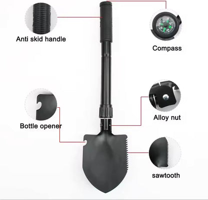 Folding Camping Shovel – Military Survival Tool with Pouch