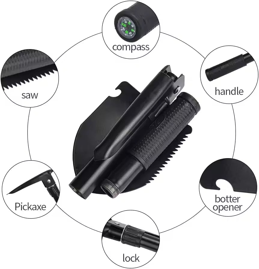 Folding Camping Shovel – Military Survival Tool with Pouch
