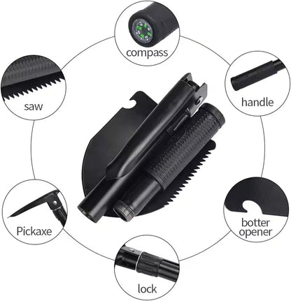 Folding Camping Shovel – Military Survival Tool with Pouch
